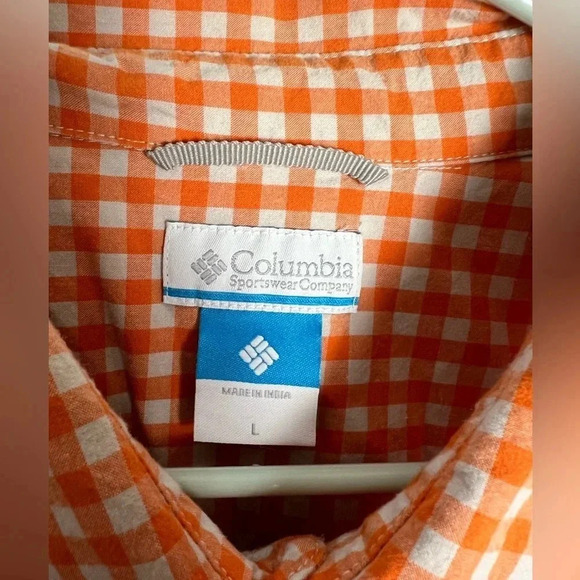 MENS COLUMBIA THOMPSON HILL SS Button Front Shirt Orange plaid size Large - Picture 4 of 4